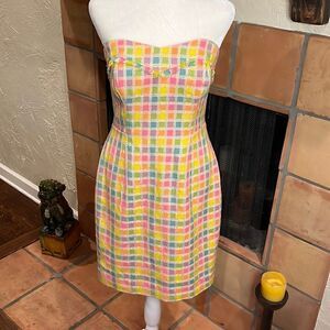 Lilly Pulitzer Bibi multicolored boule strapless dress, size 2!